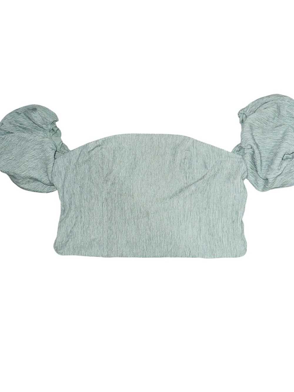 Abercrombie Sage Green Crinkled Puff-Sleeve Crop Top